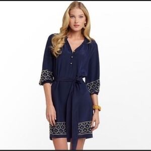 Lilly Pulitzer Navy Blue Dress With  with Silver Accents